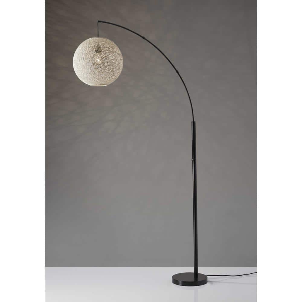 76.5 in. Bronze Swing Arm Floor Lamp With Metal Arc And Groovy Rattan String Ball Shade price history on PriceWatchPro