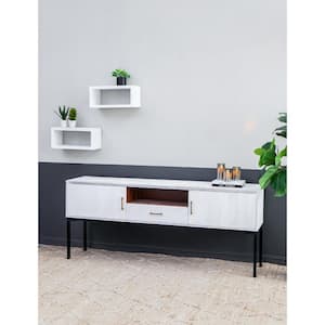 White Wash TV Stand Entertainment Center Fits TV up to 60"