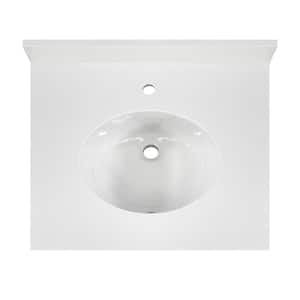 25 in. W x 22 in. D Quartz Vanity Top in Morning Frost with Single Sink