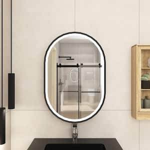 21 in. W x 31 in. H 3 colors with light Oval Iron Medicine Cabinet with Mirror