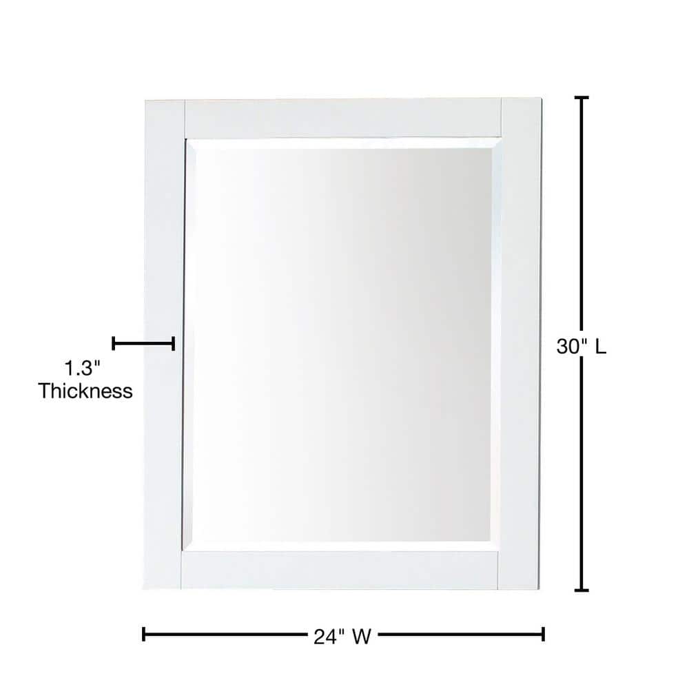 Transitional Rectangular 30" x 24" Beveled Wall Mirror in White