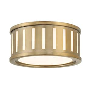 00633779095054, Kendal 2-Light Vibrant Gold Flush Mount