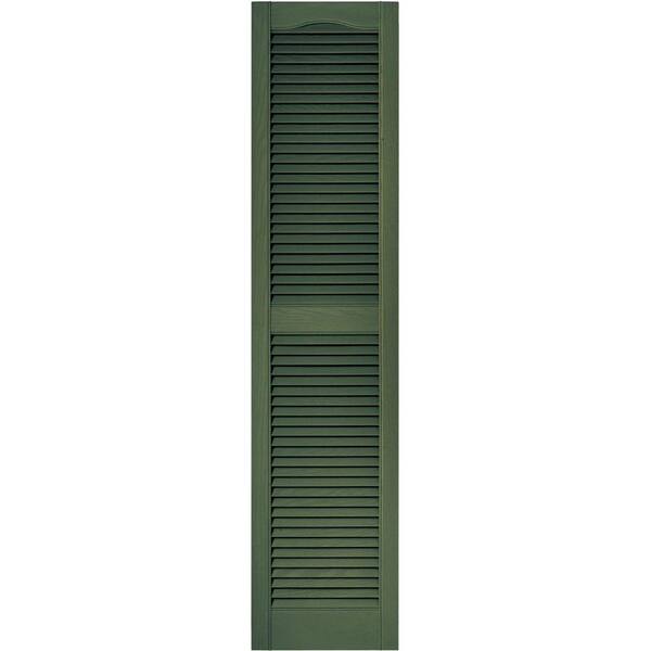 Builders Edge 15 in. x 64 in. Louvered Vinyl Exterior Shutters Pair in #283 Moss