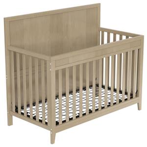53.8 in. W x 27 in. D x 45.1 in. H Natural Beige Linen Cabinet with Baby Safe Crib and Adjustable Mattress Height