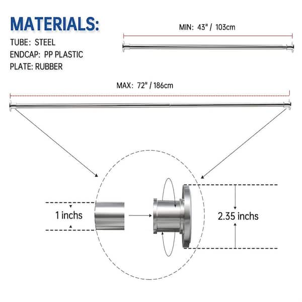 23-40 Adj. Heavy Duty Spring Loaded Tension Rod - Chrome Plated - Larry  The Locksmith