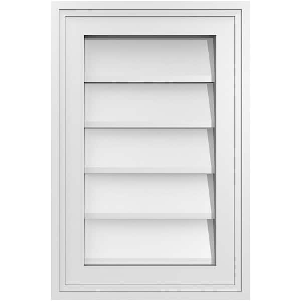 Ekena Millwork 12 in. x 18 in. Vertical Surface Mount PVC Gable Vent: Decorative with Brickmould Frame
