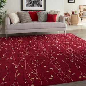 Grafix Red 9 ft. x 12 ft. Floral Contemporary Area Rug
