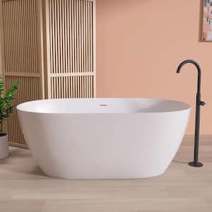 55 in. x 27.5 in. Acrylic Free Standing Tub Freestanding Soaking Bathtub with Pop-up Drain Alone Soaker Tubs in White