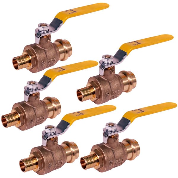 PLUMBFLEX 1 in. Press x PEX B Brass Ball Valve in. Press x PEX B Brass Ball Valve (Pack of 5)
