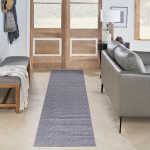 Washables Grey 2 ft. x 10 ft. Abstract Contemporary Runner Area Rug