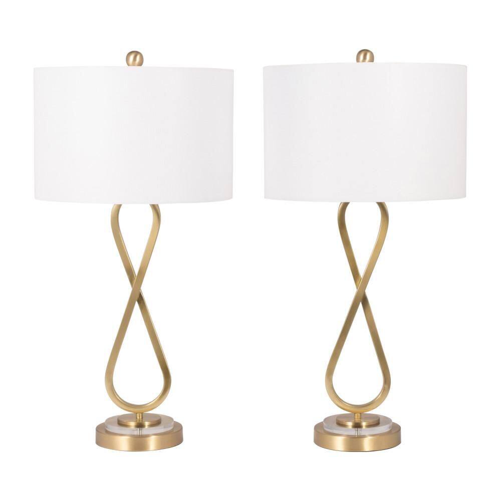 28 in. Gold Metal Infinity Table Lamp Set and White Shade (Set of 2) price history on PriceWatchPro