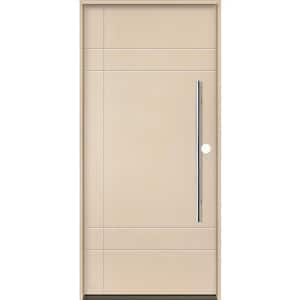 SUMMIT Modern Faux Pivot 36 in. x 80 in. Left-Hand/Inswing 10-Grid Solid Panel Unfinished Fiberglass Prehung Front Door