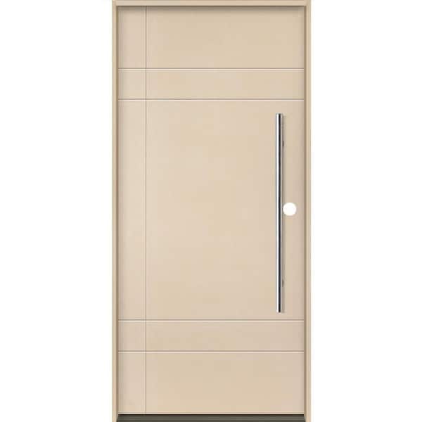 Krosswood Doors SUMMIT Modern Faux Pivot 36 in. x 80 in. Left-Hand/Inswing 10-Grid Solid Panel Unfinished Fiberglass Prehung Front Door