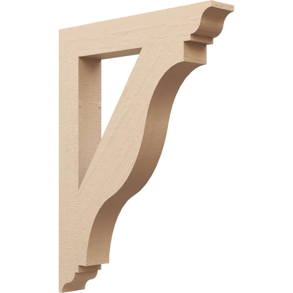 Ekena Millwork 5.5 in. x 48 in. x 36 in. Funston Traditional Rough Cedar Woodgrain Timberthane Polyurethane Bracket, Primed Tan