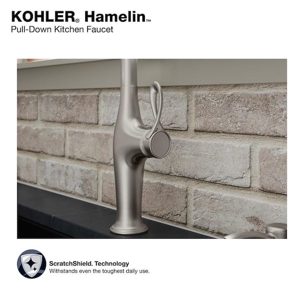 KOHLER Hamelin Single Handle Pull Down Sprayer Kitchen Faucet in Vibrant Stainless Steel