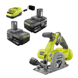 ONE+ 18V Lithium-Ion 4.0 Ah Compact Battery (2-Pack) and Charger Kit with FREE 3-3/8 in. Multi-Material Plunge Saw