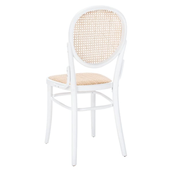 white cane dining chairs