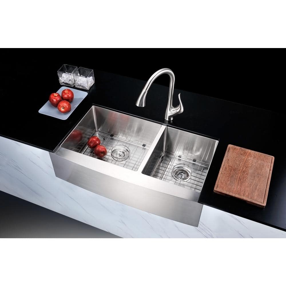 Elysian 36" Stainless Steel Farmhouse Double Bowl Kitchen Sink