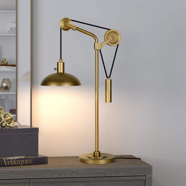 Brass Table Lamp With Pulley System, Pulley Table Lamp Uk