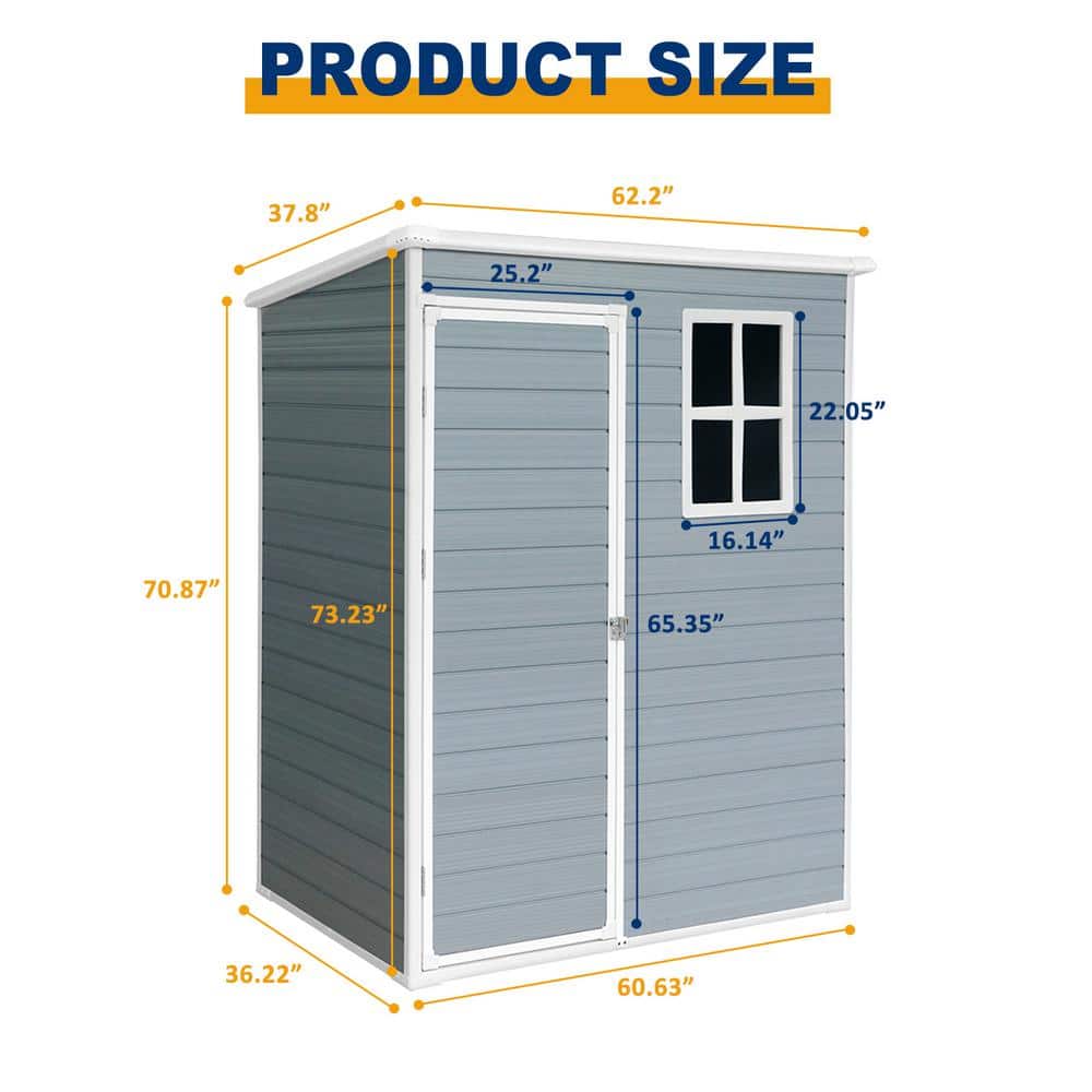 Gray Resin 5ft x 3ft Outdoor Storage Shed with Window