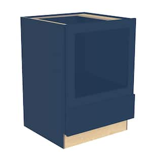 Hargrove 24 in. W x 24 in. D x 34.5 in. H Assembled Plywood Microwave Base Kitchen Cabinet in Vessel Blue with SoftClose