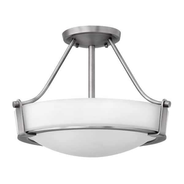 HINKLEY Hathaway 16 in. 3-Light Antique Nickel Semi-Flush Mount