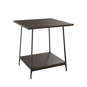 Eliza 22 in. Medium Oak Rectangle Metal and Wood End Table with Storage Shelf