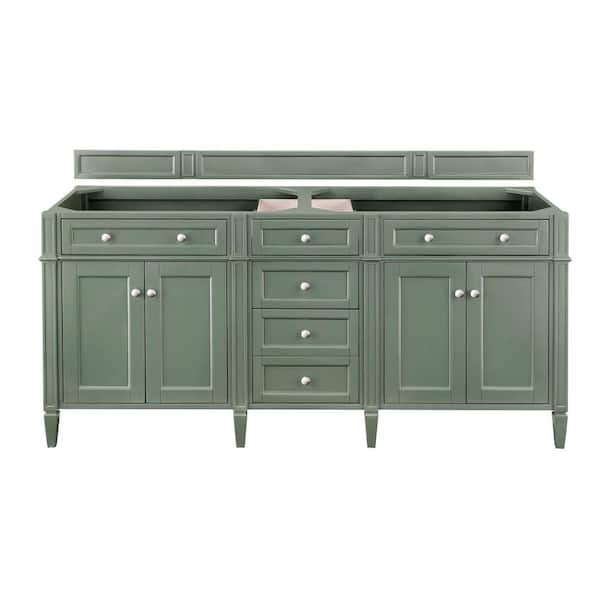 James Martin Vanities Brittany 70.9 in. W x 23.0 in. D x 32.6 in. H Bath Vanity Cabinet Without Top in Smokey Celadon