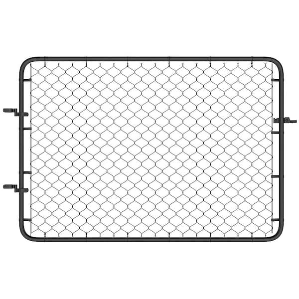 70.9 in. Garden Gate Chain Link Fence Gate, Galvanized Steel Garden Door for Yard Entrance Way, Black