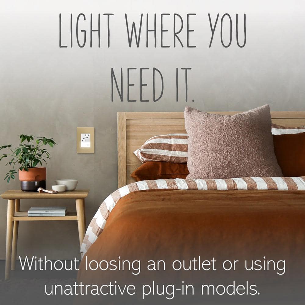 White Half-Size LED Nightlight Outlet for Kids