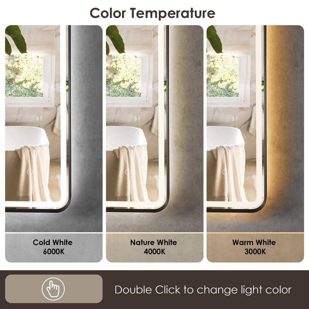 Viaggi 48" Silver and Gold LED Lighted Bathroom Vanity Mirror