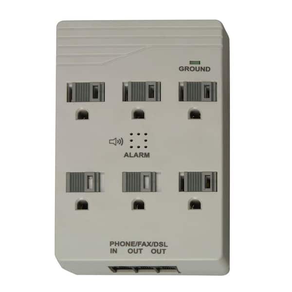 Woods 6-Outlet 1440-Joule Plug-In Surge Protector with Alarm and Sliding Safety Covers