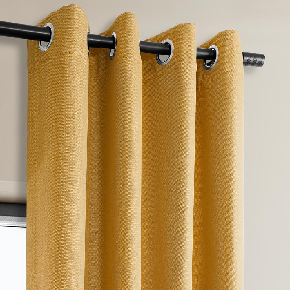 Dandelion Gold Faux Linen Blackout Grommet Window Panel - 84 in. Length