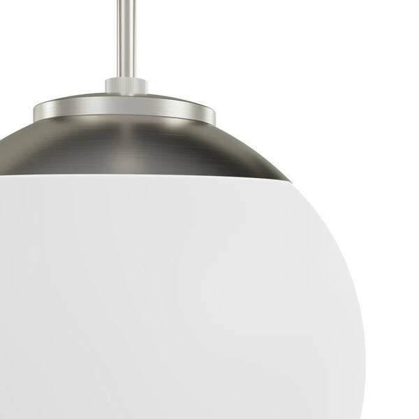 Hunter - Hepburn 1-Light Brushed Nickel Island Pendant Light with Cased Glass White Shade Included