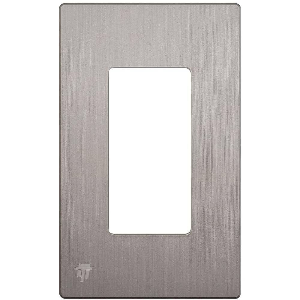Brushed Nickel Screwless 1-Gang Decorator Wall Plate