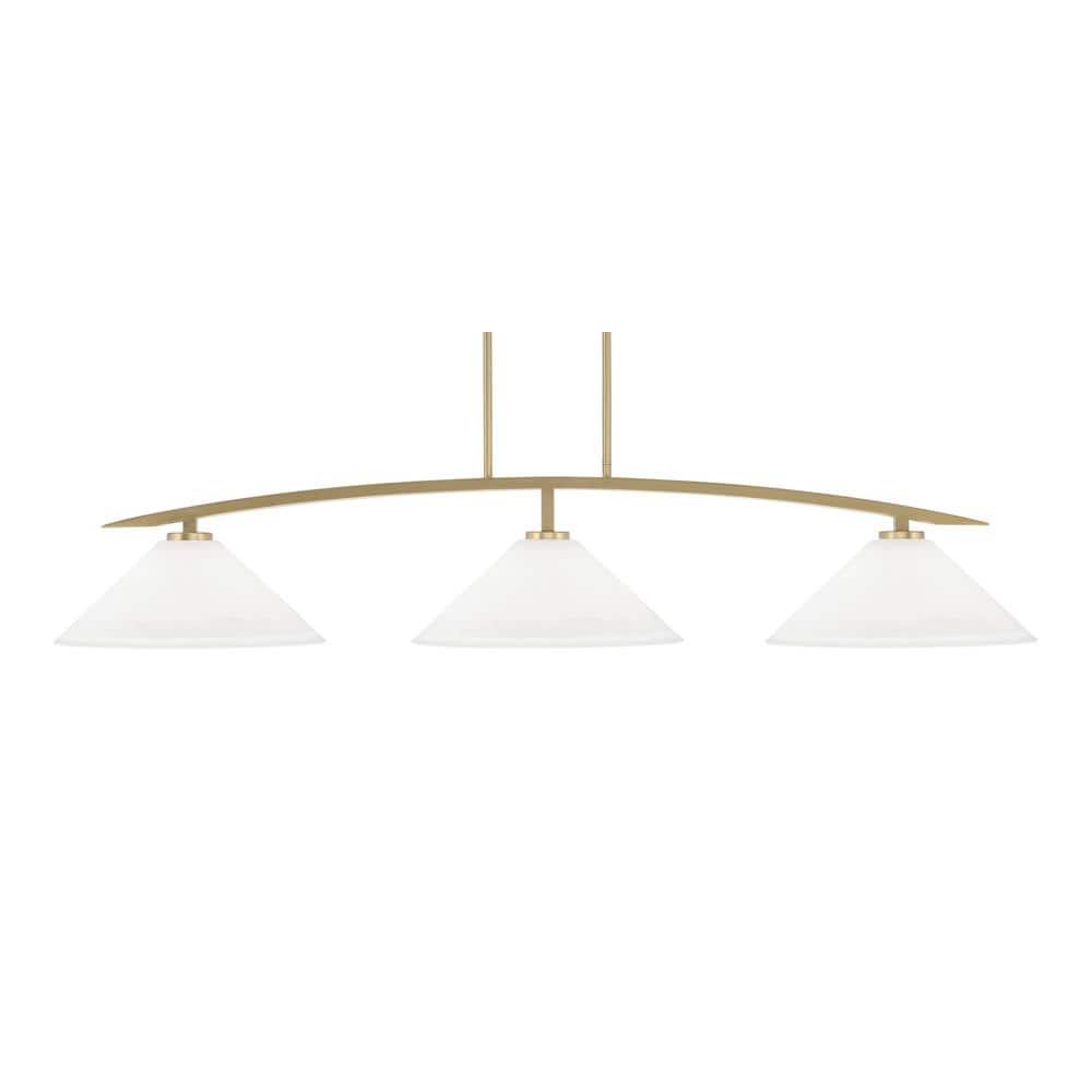 Siena 3-Light New Age Brass Billiard Light with 16 in. White Muslin Glass S