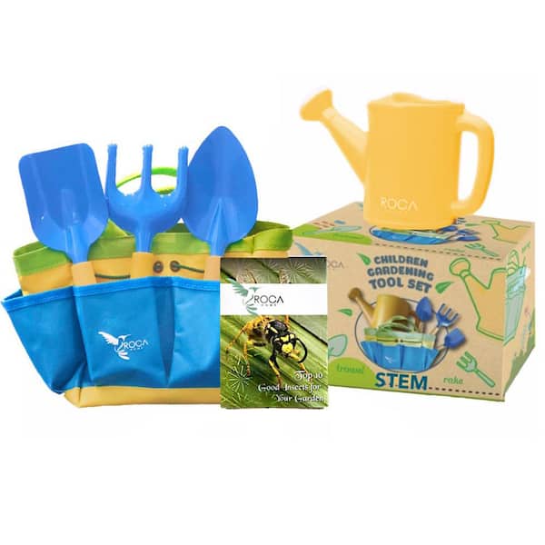 ROCA Toys Kids Gardening Tool Set with STEM Learning Guide