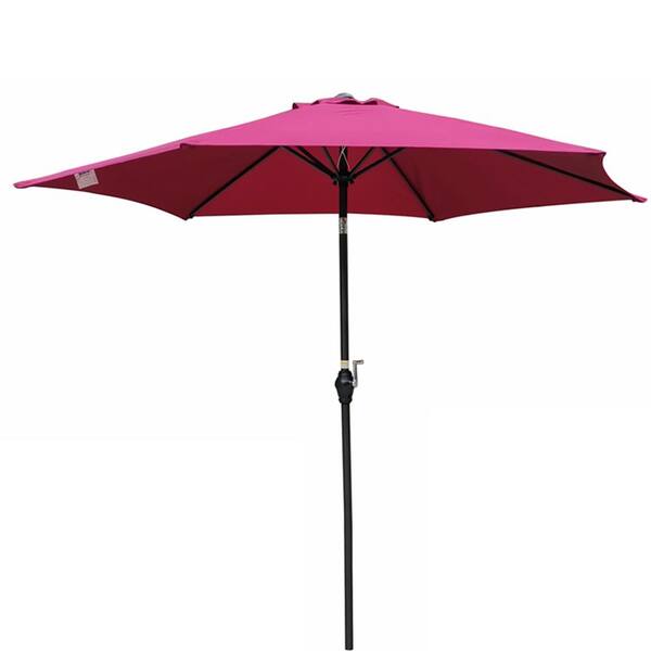 waelph 9 ft. Patio Market Table Umbrella with Push Button Tilt and Crank in Red
