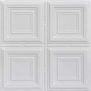 Cubism White 2 ft. x 2 ft. Decorative Nail Up Tin Ceiling Tile (24 sq. ft./case)