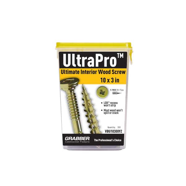 #10 x 3 in. UltraPro LOX 2 Drive, Flat Scavenger II Head, GrabberGard Gold, Exterior Wood Screws (5 lb. box)