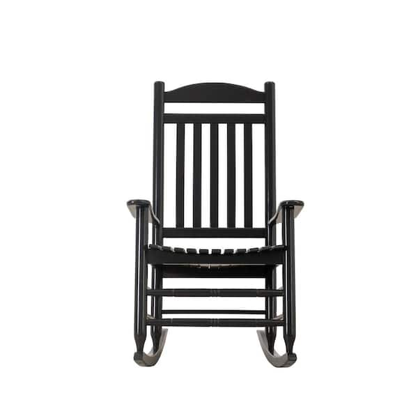 Hampton Bay Black Wood Outdoor Patio Rocking Chair A211030300 The Home Depot