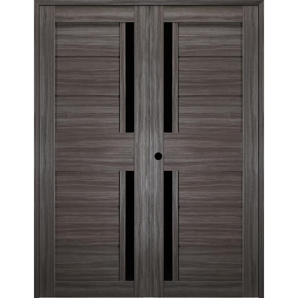 Belldinni Esta 48 in. x 79.375 in. Right Hand Active Frosted Glass Gray Oak Finished Wood Composite Double Prehung French Door