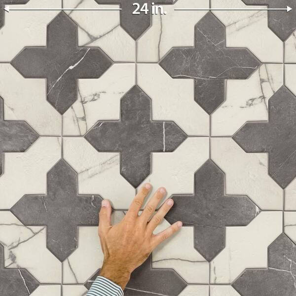 Merola Tile Istanbul Squire Shield Day with Night Cross 6 in. x 8