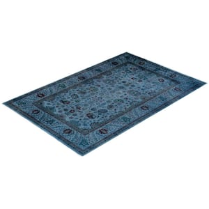 Blue 5 ft. 4 in. x 7 ft. 10 in. Fine Vibrance One-of-a-Kind Hand-Knotted Area Rug