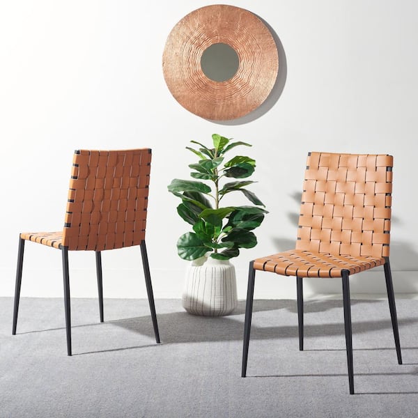 SAFAVIEH Rayne Cognac/Black 18 in. Metal Dining Chair (Set of 2)