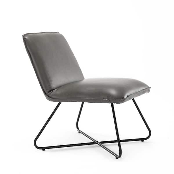 LUE BONA 22.2 in. Wide Mid Century Modern Faux Leather Accent Chair with Adjustable Backrest for Living Room
