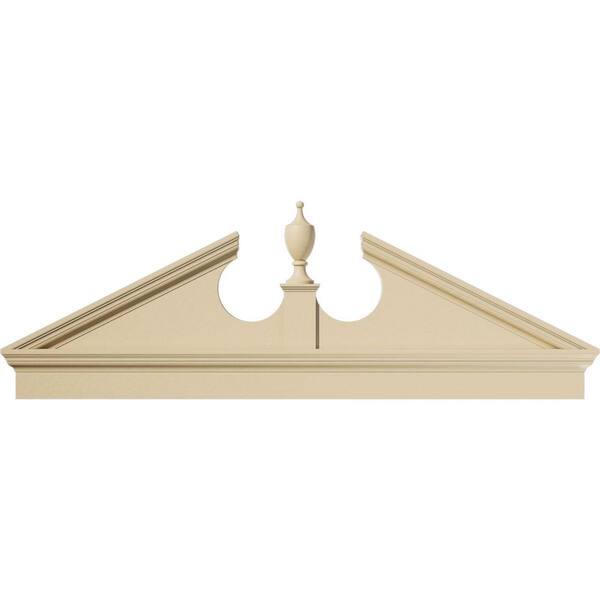 Ekena Millwork 68 in. W x 23-7/8 in. H x 2-3/4 in. P Pitch 6/12 Acorn Signature Urethane Combination Pediment Acorn Ships Unattached in