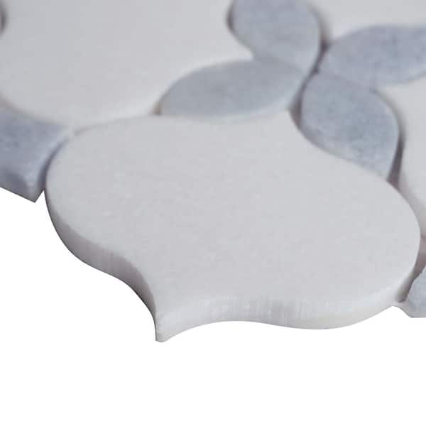 MOLOVO Clover Bloom White and Blue 11.82 in. x 11.82 in. Floral