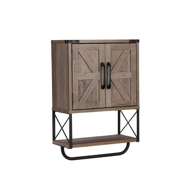 15.3 in. W x 7.1 in. D Washed Oak Decorative Wall Shelf, Medicine Cabinet