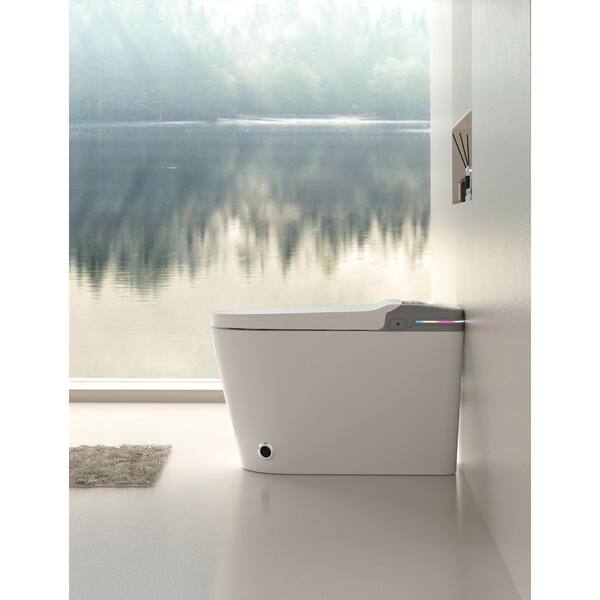 Unbranded - H2O Smart Tankless Elongated Bidet Toilet 1.0/1.28 GPF Dual Flush in White with Remote Control, and Heated Seat